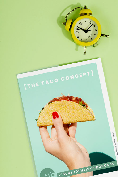 Creative branding proposal for 'The Taco Concept' by TIB Creative Studio, specialists in restaurant branding and visual design in Rhode Island.